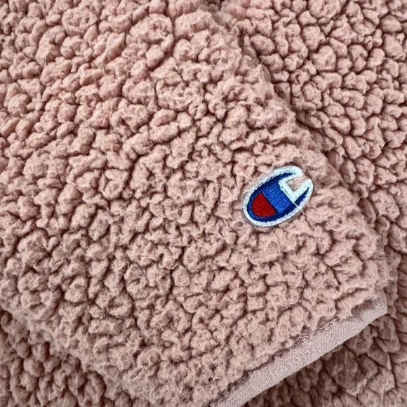 Champion Women’s Sherpa Fleece Pullover Pink Quarter Zip Small Cozy Teddy Jacket - Picture 4 of 8